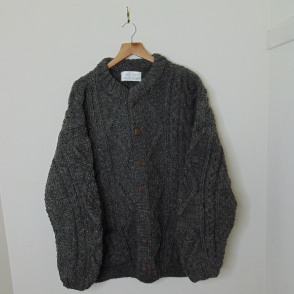 Otavalo Other - Vintage Men XL Chunky Wool Knit Cable Sweater Gray